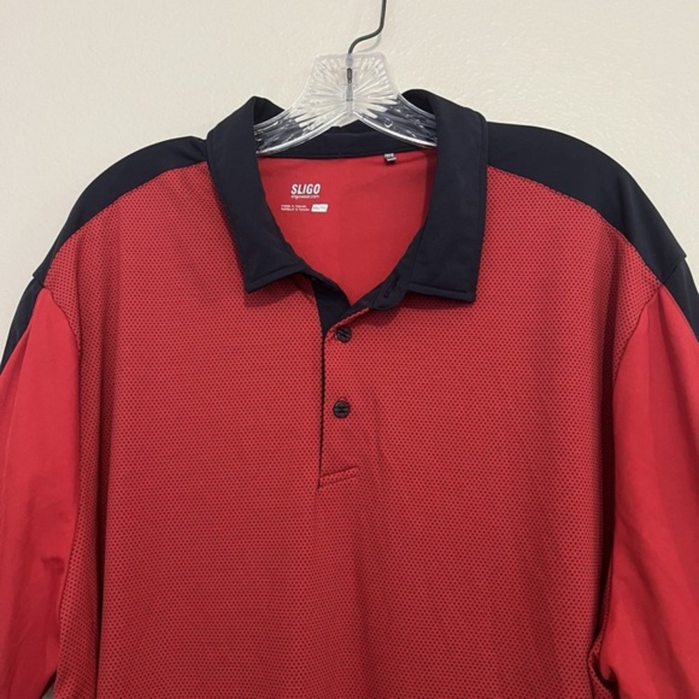 Sligo Golf Polo‎ Shirt Men's XXL Preppy Sporty Golf Work Breathable Red And Navy